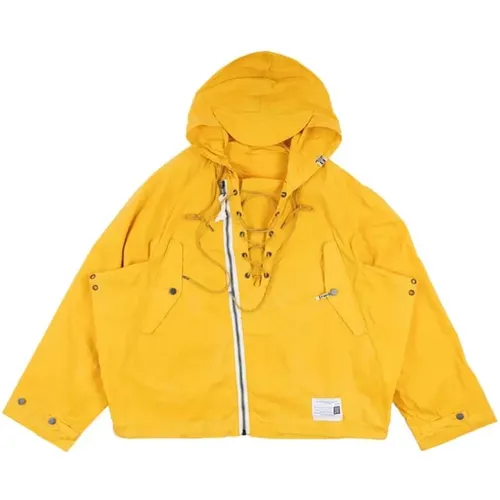 Gelbe Windbreaker Jacke mit Kapuze - MIHARA YASUHIRO - Modalova