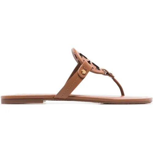 Braune Leder Slip-On Sandalen , Damen, Größe: 35 1/2 EU - TORY BURCH - Modalova