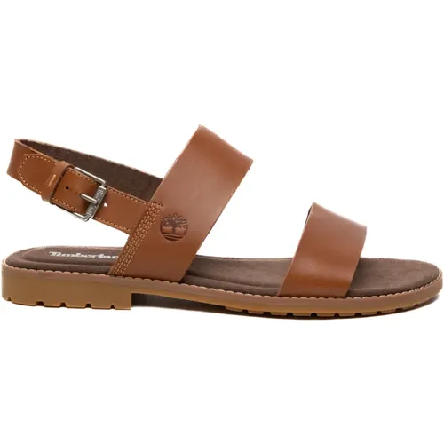 Braune Sandalen mit Doppelriemen aus Leder , Damen, Größe: 39 EU - Timberland - Modalova