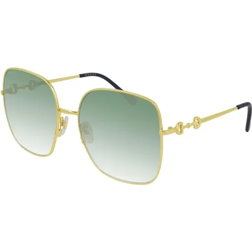 Gold Grün Sonnenbrille , Damen, Größe: 61 MM - Gucci - Modalova