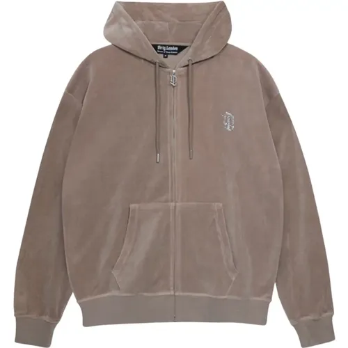 Velour Hoodie mit DL Monogramm Reißverschluss , Herren, Größe: M - Juicy Couture - Modalova