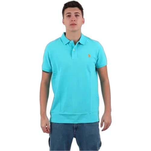 Hellblaues Baumwoll-Poloshirt Herren , Herren, Größe: S - U.S. Polo Assn. - Modalova