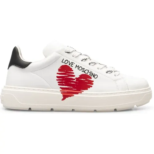 Women`s Leather Sneakers - Spring/Summer Collection , female, Sizes: 6 UK - Love Moschino - Modalova