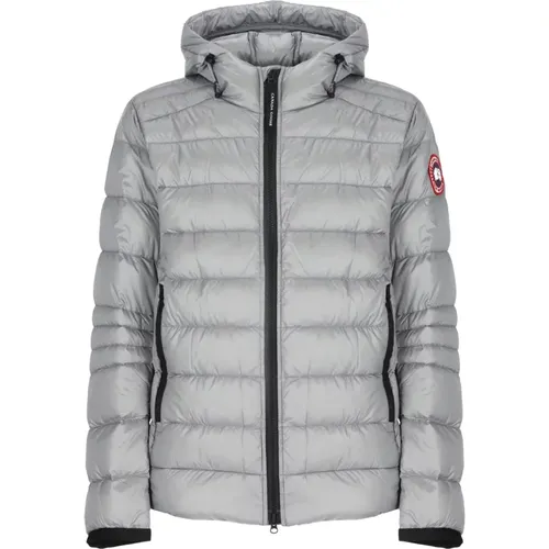 Quilted Down Jacket Grey Hood , male, Sizes: M - Canada Goose - Modalova