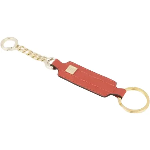 Leather Keychain with Chain , female, Sizes: ONE SIZE - Piquadro - Modalova