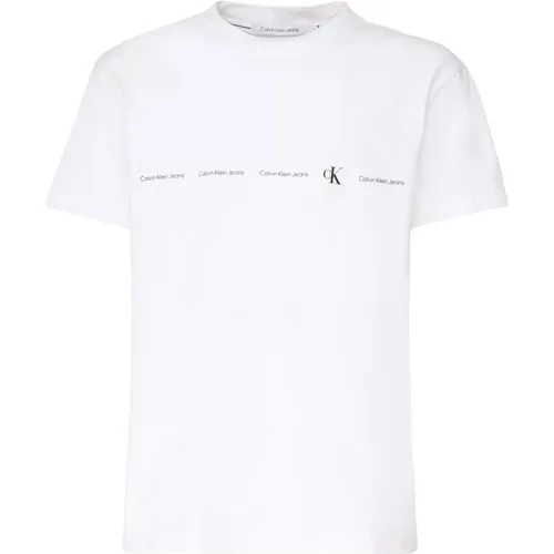 Weißes Jersey-Gewebe Logo Print T-Shirt , Herren, Größe: L - Calvin Klein - Modalova