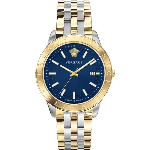 Blue Steel Quartz Watch , male, Sizes: ONE SIZE - Versace - Modalova