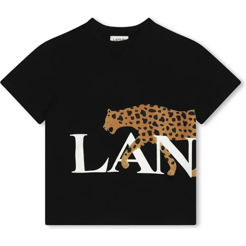 Tierlogo-Druck Crew Neck T-Shirt,Schwarzes Jaguar Logo T-Shirt - Lanvin - Modalova