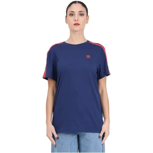 Damen Blau und Rot Adibreak T-shirt , Damen, Größe: L - adidas Originals - Modalova