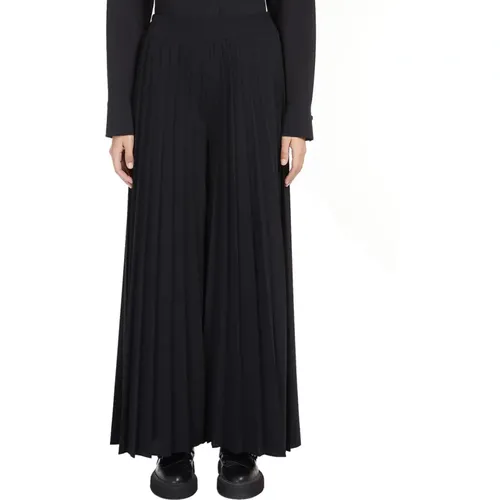 Schwarze Palazzo Arizia Plissé Hose , Damen, Größe: M - Max Mara - Modalova