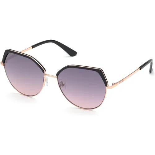 Stilvolle Bordeaux Mirror Sonnenbrille,Stilvolle Sonnenbrille mit brauner Verlaufslinse - Guess - Modalova