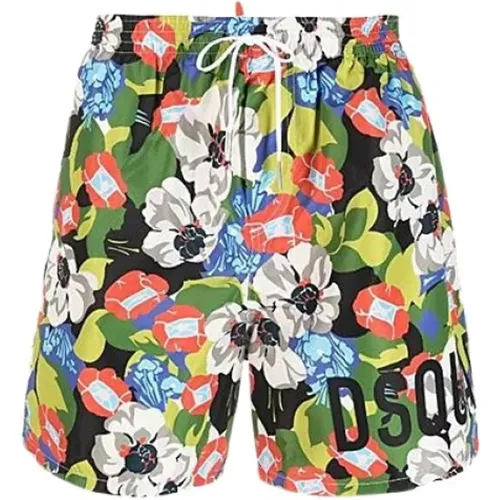 Floral Print Swim Shorts , male, Sizes: L - Dsquared2 - Modalova