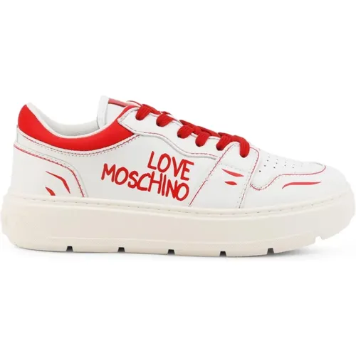 Leder Sneakers mit Erhöhter Plateausohle , Damen, Größe: 37 EU - Love Moschino - Modalova