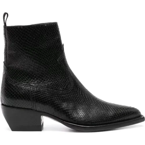 Schwarze Leder Schlangen Ankle Boots , Damen, Größe: 37 EU - Golden Goose - Modalova