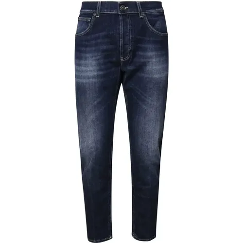 Blaue Baumwoll-Indigo-Slim-Jeans , Herren, Größe: W35 - Dondup - Modalova