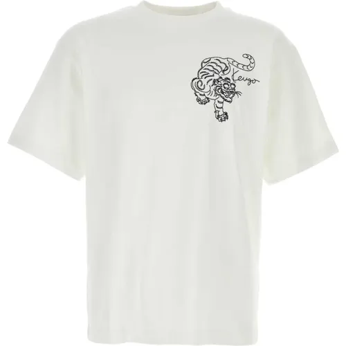 Oversize Weiße Baumwoll-T-Shirt , Herren, Größe: M - Kenzo - Modalova