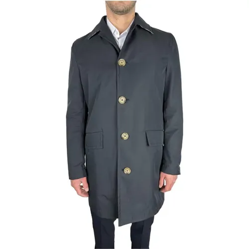 Navy Cotton Trench Coat , male, Sizes: M - Aquascutum - Modalova