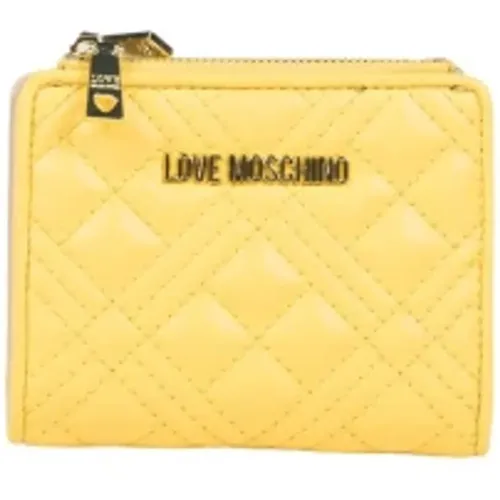 Quilted Synthetic Leather Wallet with Zippered Pockets , female, Sizes: ONE SIZE - Love Moschino - Modalova