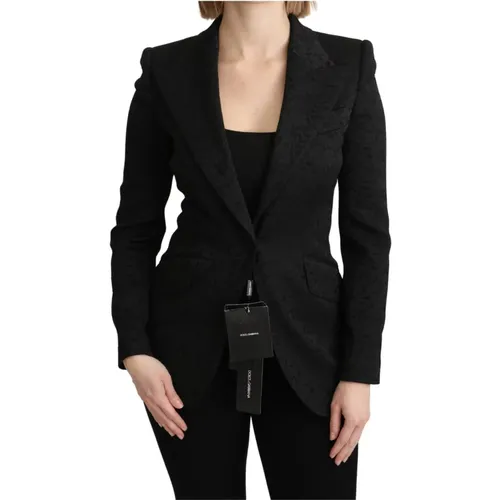Elegante Schwarze Brokat Blazer Jacke - Dolce & Gabbana - Modalova