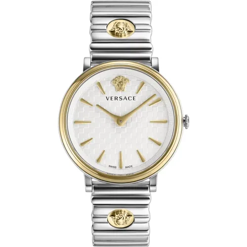 V-Circle Edelstahl Uhr , Damen, Größe: ONE Size - Versace - Modalova