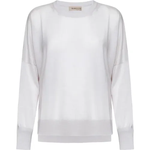 Graue Pullover Kollektion , Damen, Größe: M - Blanca Vita - Modalova