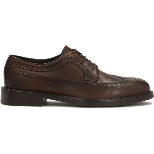 Elegante braune Lederschuhe mit Lochmuster für Männer , Herren, Größe: 45 EU - Kazar - Modalova