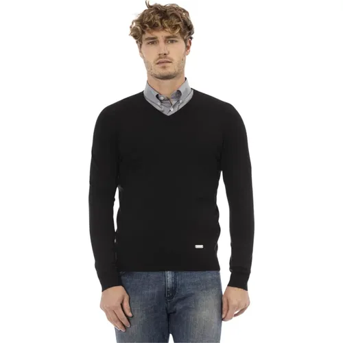 V-Neck Long Sleeve Sweater , male, Sizes: XL, M, 2XL, L, 3XL - Baldinini - Modalova