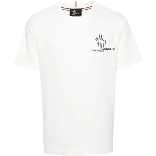 Jersey Crew Neck Logo Detail T-shirt - Moncler - Modalova