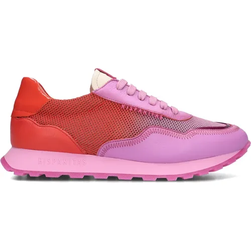 Lila Rote Sneakers mit Bunter Sohle , Damen, Größe: 37 EU - Hispanitas - Modalova