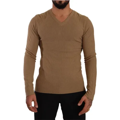 Wool Knit V-neck Men Pullover Sweater , male, Sizes: M - Ermanno Scervino - Modalova