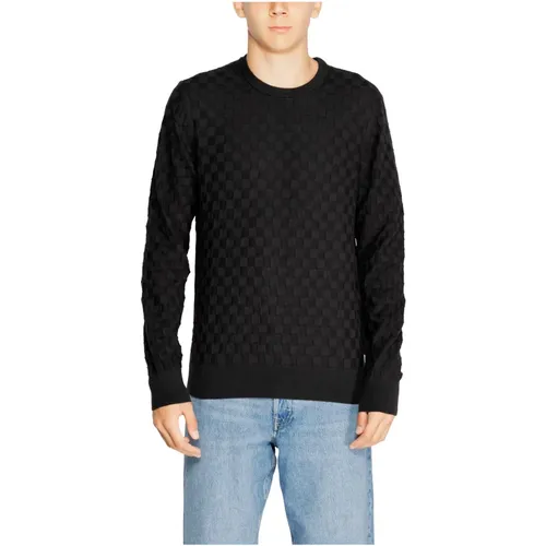 Schwarzer Strick Rundhals Pullover , Herren, Größe: 2XL - Calvin Klein - Modalova