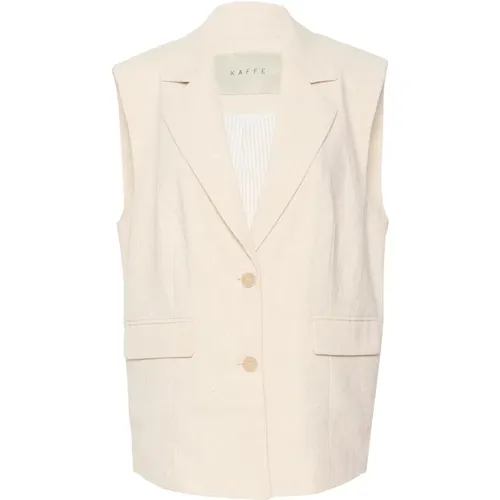 Feather Gray Melange Waistcoat Jacket , female, Sizes: XL, 2XL, L, S, 3XL - Kaffe - Modalova