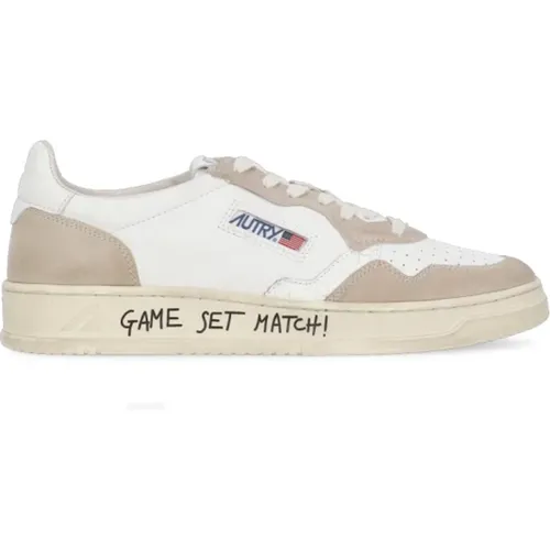 Leather Sneakers with Beige Suede Inserts , male, Sizes: 7 UK, 6 UK, 9 UK, 11 UK - Autry - Modalova