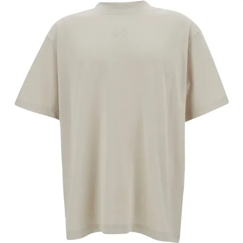 Weißes Logo T-Shirt mit Kurzen Ärmeln, Baumwoll T-Shirt mit Logo-Stickerei und Grafikdruck - 44 Label Group - Modalova