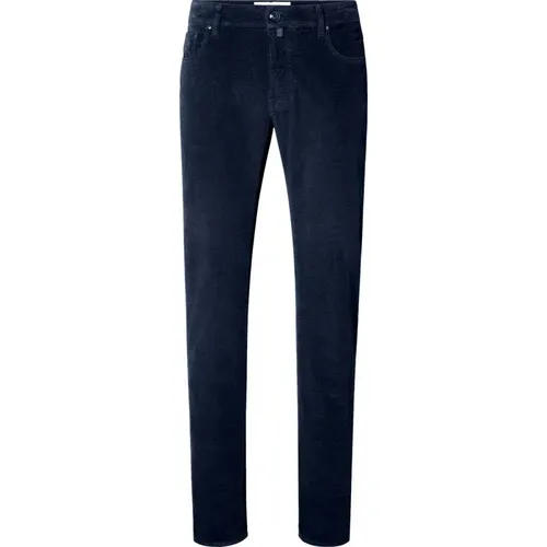Luxury Navy Corduroy Jeans - Regular Slim Fit , male, Sizes: W36 - Jacob Cohën - Modalova