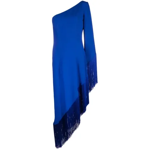 Blaues asymmetrisches Kleid mit Fransen - Taller Marmo - Modalova