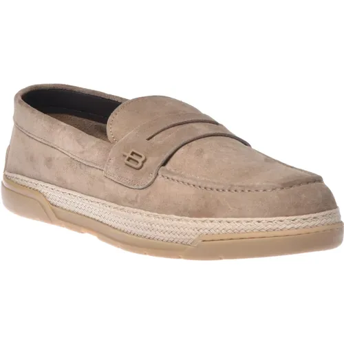 Loafer in taupe suede , Herren, Größe: 43 EU - Baldinini - Modalova