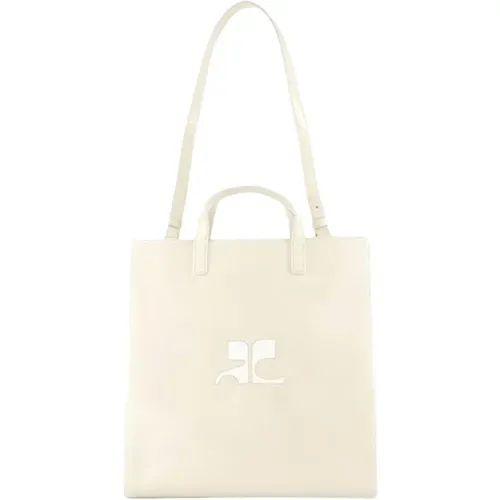 Graue Leder Heritage Shopper Tasche , unisex, Größe: ONE Size - Courrèges - Modalova