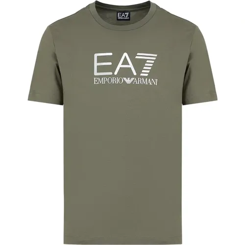 Slim Fit Grünes T-Shirt mit Logo - Emporio Armani EA7 - Modalova
