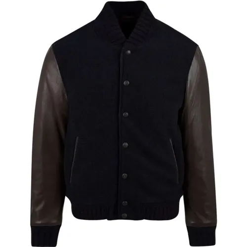 Snap Button Front Leather Coat , male, Sizes: M, L - The Jack Leathers - Modalova