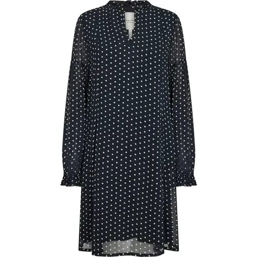 Navy Dot Kleid mit Langen Ärmeln , Damen, Größe: L - Part Two - Modalova