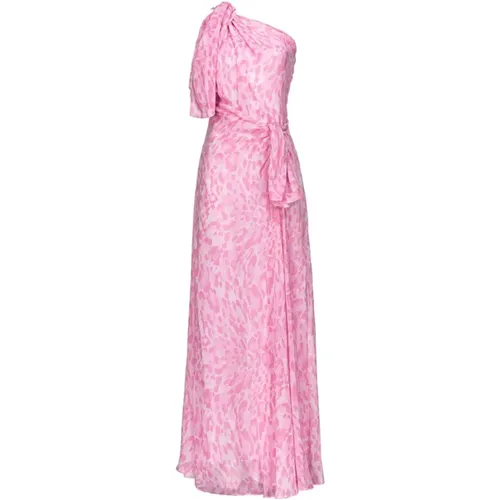 Rose Animal Print One-Shoulder Dress , female, Sizes: S - pinko - Modalova