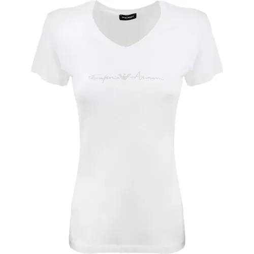 Stylish Cotton Blend T-Shirt , female, Sizes: XL - Emporio Armani - Modalova