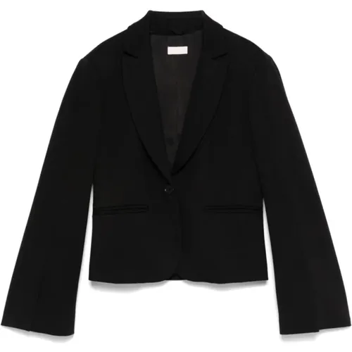 Schwarze Jacke mit Knopfleiste vorne , Damen, Größe: 2XS - Liu Jo - Modalova