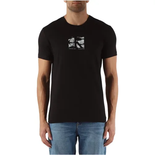 Baumwoll-T-Shirt mit Frontlogo-Druck , Herren, Größe: 2XL - Calvin Klein Jeans - Modalova