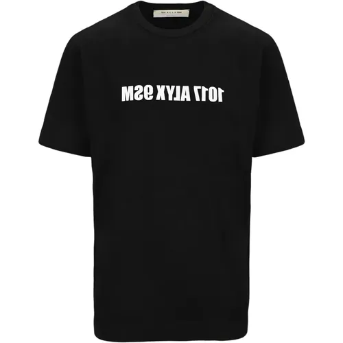 Schwarzes T-Shirt mit Spiegellogo Aw21 - 1017 Alyx 9SM - Modalova