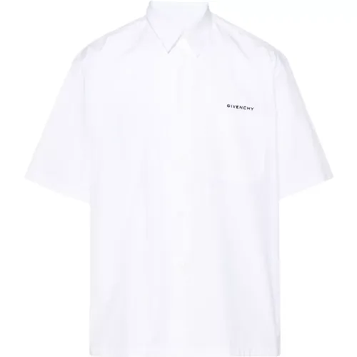Weißes Hemd mit Besticktem Logo - Givenchy - Modalova