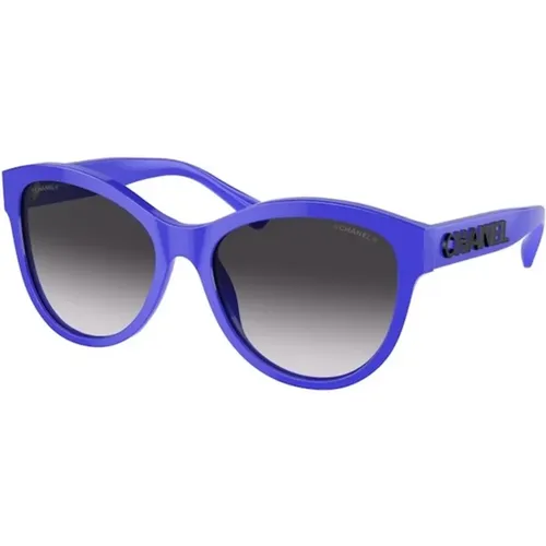 Blaues Gestell Graue Verlaufsgläser Sonnenbrille - Chanel - Modalova