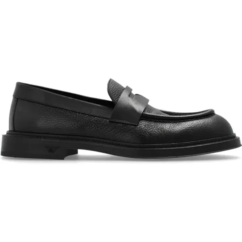 Klassische Schwarze Loafer Schuhe , Herren, Größe: 43 1/2 EU - Emporio Armani - Modalova