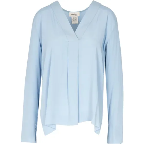 Crepe V-Neck Blouse with Slouched Shoulders , female, Sizes: XS - Ottod'Ame - Modalova